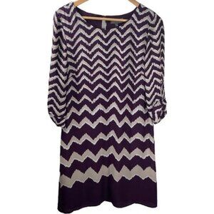 Luxology Purple Chevron Stripe Shift Dress Size 8